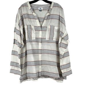 Old Navy Linen Look Strip Thin V-neck Top XL